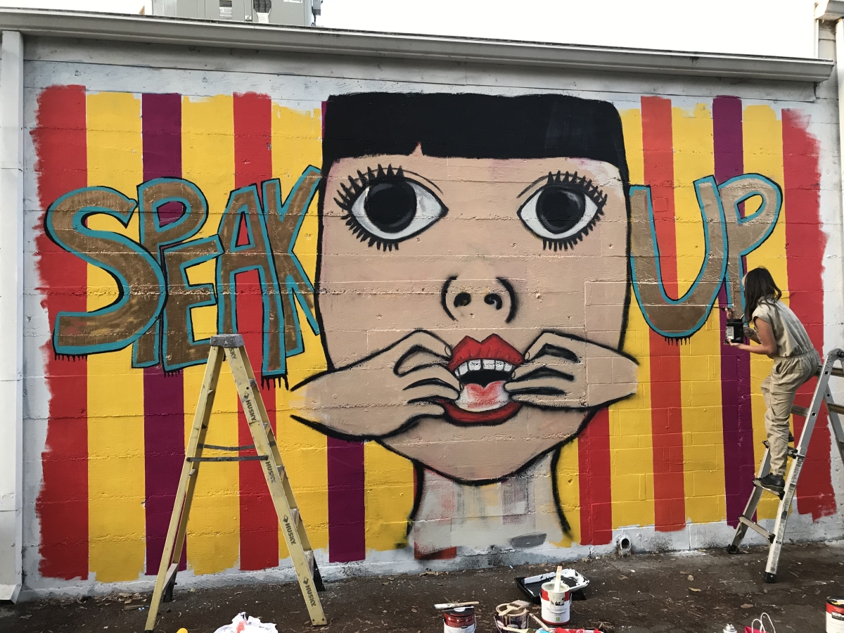 finished mural lady silenced painting