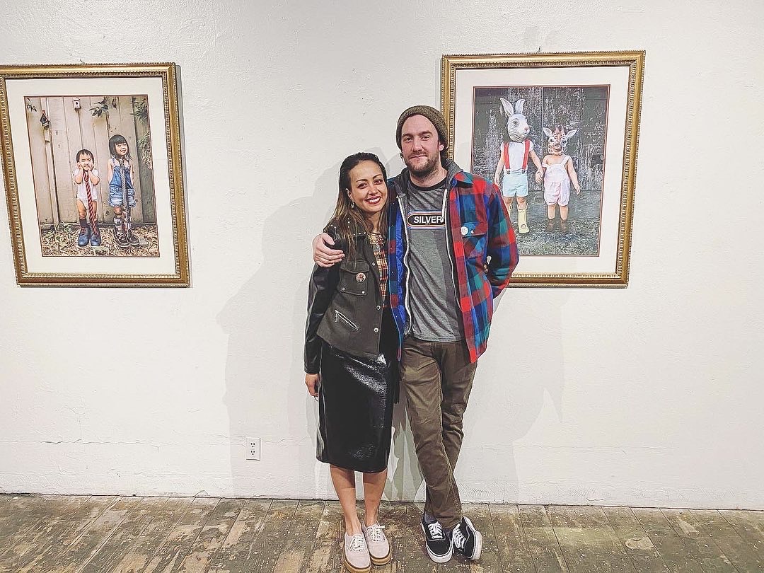 eye at an angle on red background